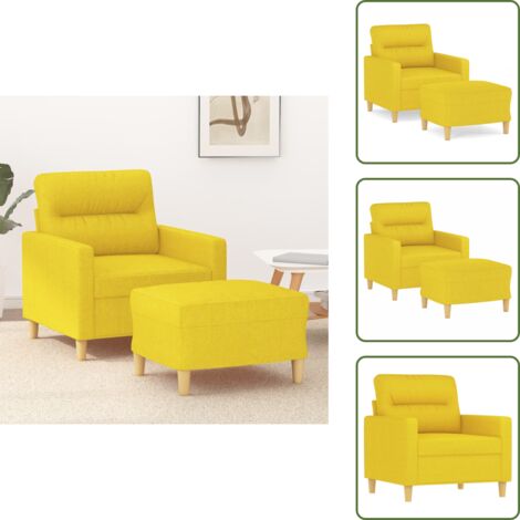 The Living Store Poltrona con Poggiapiedi Giallo Chiaro 60 cm in Tessuto - Divano con poggiapiedi