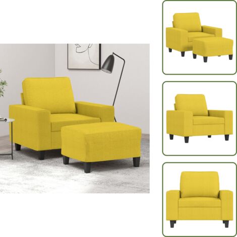 The Living Store Poltrona con Poggiapiedi Giallo Chiaro 60 cm in Tessuto - Divano con poggiapiedi