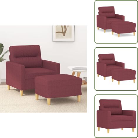 The Living Store Poltrona con Poggiapiedi Rosso Vino 60 cm in Tessuto - Poltrona con poggiapiedi rossa