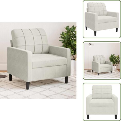 The Living Store Poltrona Crema 60 cm Velluto - Poltrona crema