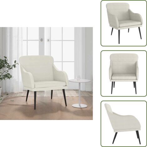 The Living Store Poltrona Crema 63x76x80 cm Velluto - Poltrona morbida