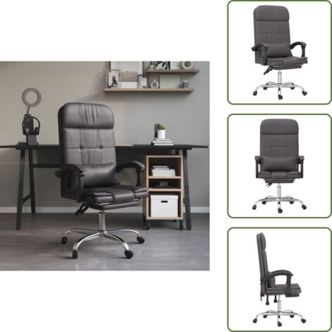 The Living Store Poltrona da Ufficio Massaggiante Reclinabile Grigio Similpelle - Sedia reclinabile