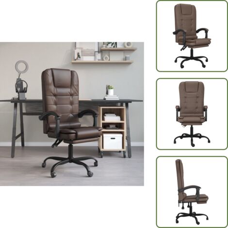 The Living Store Poltrona da Ufficio Massaggiante Reclinabile marrone Similpelle - Sedia reclinabile