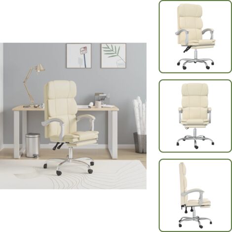 The Living Store Poltrona da Ufficio Reclinabile Crema in Similpelle - Poltrona in similpelle