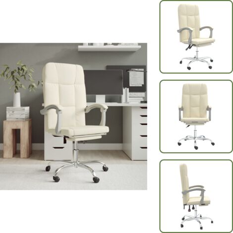 The Living Store Poltrona da Ufficio Reclinabile Crema in Similpelle - Poltrona in similpelle