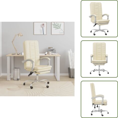 The Living Store Poltrona da Ufficio Reclinabile Crema in Similpelle - Poltrona in similpelle