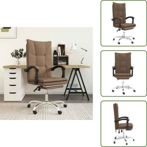 The Living Store Poltrona da Ufficio Reclinabile Marrone in Tessuto - Poltrona reclinabile