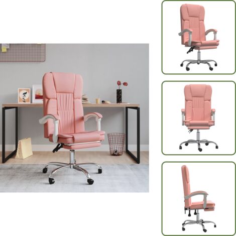 The Living Store Poltrona da Ufficio Reclinabile Rosa in Similpelle - Poltrona in similpelle