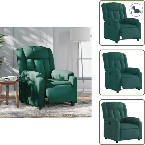 The Living Store Poltrona Elettrica Reclinabile Verde Scuro in Tessuto - Poltrona con motore elettrico