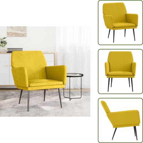 The Living Store Poltrona Gialla 62x79x79 cm Velluto - Poltrona gialla