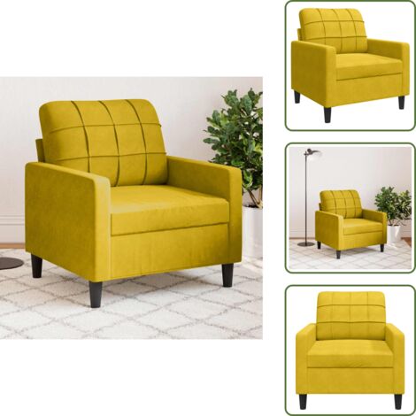 The Living Store Poltrona Giallo 60 cm Velluto - Poltrona in velluto