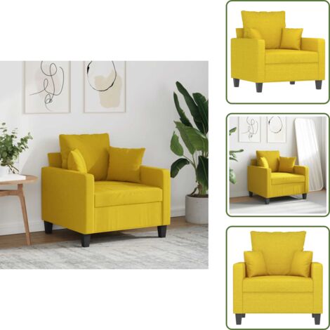 The Living Store Poltrona Giallo Chiaro 60 cm in Tessuto - Poltrona gialla