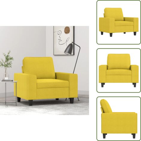 The Living Store Poltrona Giallo Chiaro 60 cm in Tessuto - Poltrona gialla
