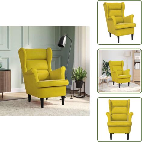 The Living Store Poltrona Giallo Senape in Velluto - Poltrona giallo senape
