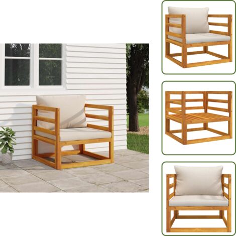 The Living Store Poltrona Giardino Cuscini Grigio Chiaro Legno Massello Acacia - Cuscino da giardino