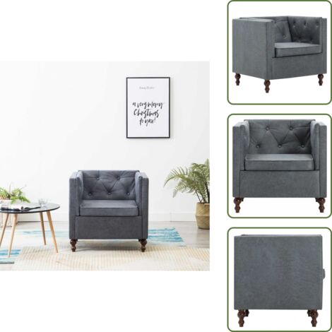 The Living Store Poltrona Grigia in Tessuto - Poltrona Chesterfield