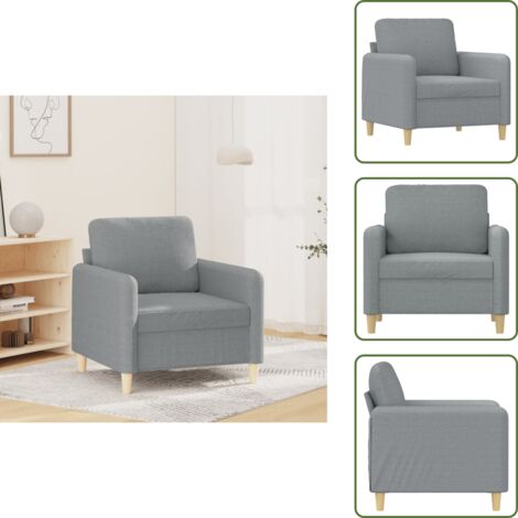 The Living Store Poltrona Grigio Chiaro 60 cm in Tessuto - Poltrona grigia