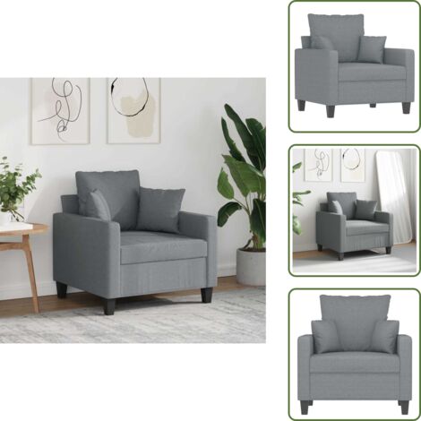 The Living Store Poltrona Grigio Chiaro 60 cm in Tessuto - Poltrona in tessuto