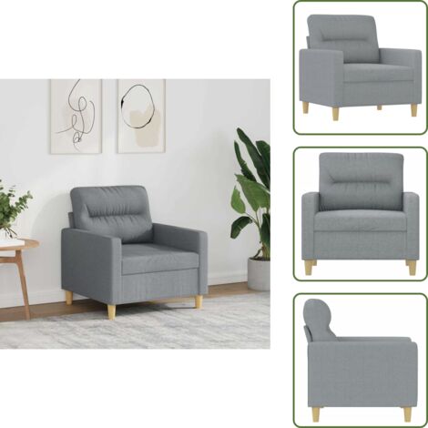 The Living Store Poltrona Grigio Chiaro 60 cm in Tessuto - Poltrona in tessuto