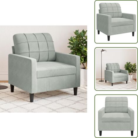 The Living Store Poltrona Grigio Chiaro 60 cm Velluto - Poltrona in velluto