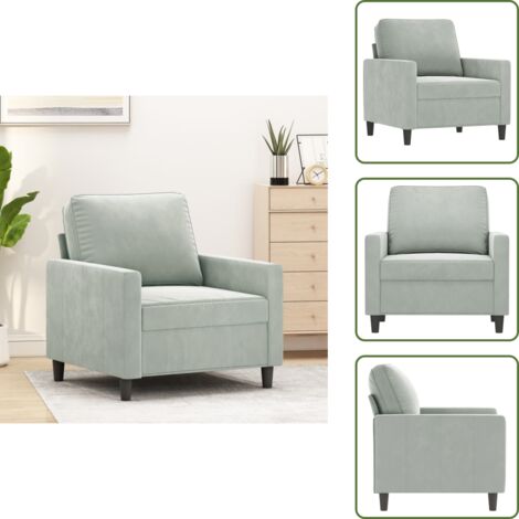 The Living Store Poltrona Grigio Chiaro 60 cm Velluto - Seduta in velluto