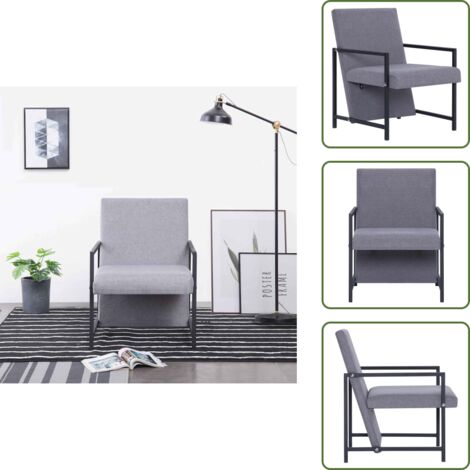 The Living Store Poltrona Grigio Chiaro in Tessuto - Poltrona moderna