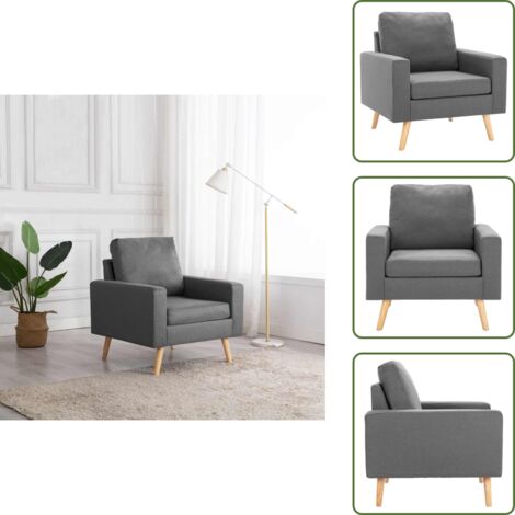 The Living Store Poltrona Grigio Chiaro in Tessuto - Seduta comoda