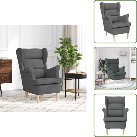The Living Store Poltrona Grigio Scuro 74x84x100 cm in Tessuto - Poltrona grigio scuro