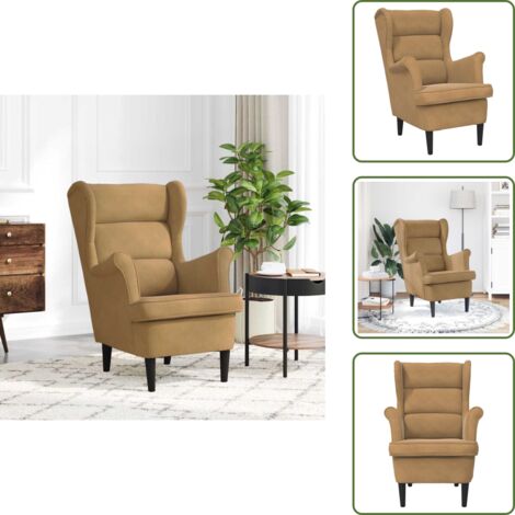 The Living Store Poltrona Marrone Velluto - Poltrona marrone