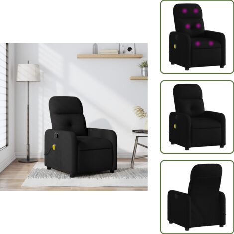 The Living Store Poltrona Massaggiante Reclinabile Nera in Tessuto - Reclinabile