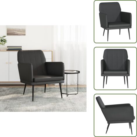 The Living Store Poltrona Nera 61x78x80 cm Similpelle - Poltrona nera