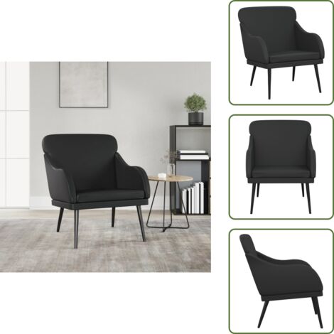 The Living Store Poltrona Nera 63x76x80 cm Similpelle - Poltrona nera