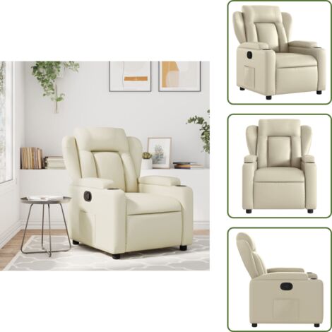 The Living Store Poltrona Reclinabile Crema in Similpelle - Poltrona crema