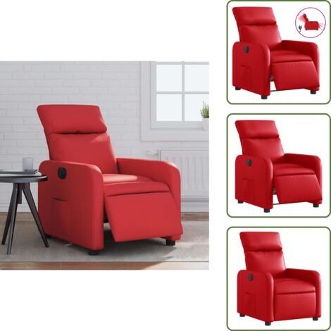 The Living Store Poltrona Reclinabile Elettrica Rossa in Similpelle - Poltrona reclinabile