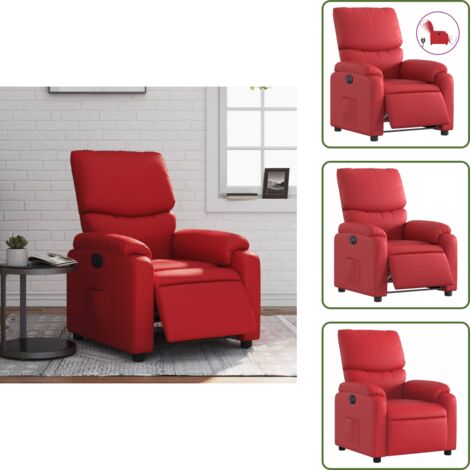 The Living Store Poltrona Reclinabile Elettrica Rossa in Similpelle - Poltrona reclinabile con motore