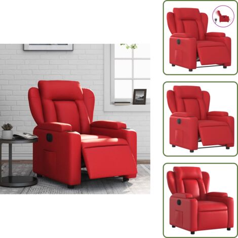 The Living Store Poltrona Reclinabile Elettrica Rossa in Similpelle - Reclinazione automatica