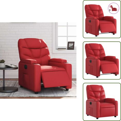 The Living Store Poltrona Reclinabile Elettrica Rossa in Similpelle - Reclinazione automatica