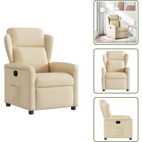 The Living Store Poltrona Reclinabile in Tessuto Crema - Seduta comoda