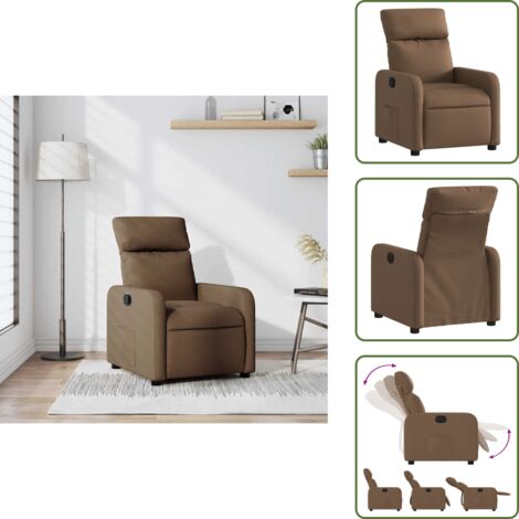The Living Store Poltrona Reclinabile in Tessuto Marrone - Seduta comoda