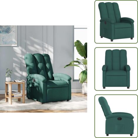 The Living Store Poltrona Reclinabile in Tessuto Verde Scuro - Seduta comoda