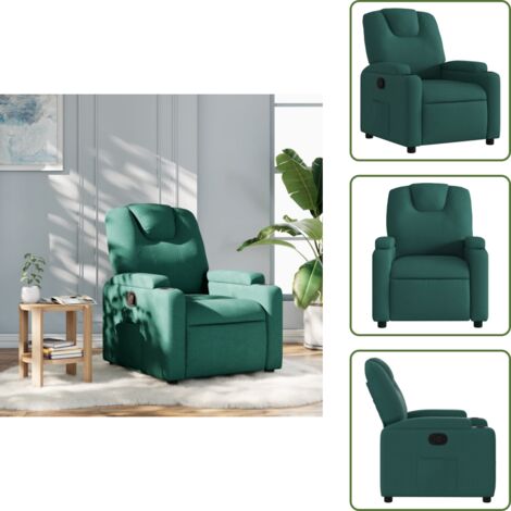 The Living Store Poltrona Reclinabile in Tessuto Verde Scuro - Seduta comoda