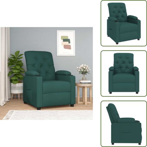 The Living Store Poltrona Reclinabile in Tessuto Verde Scuro - Seduta comoda