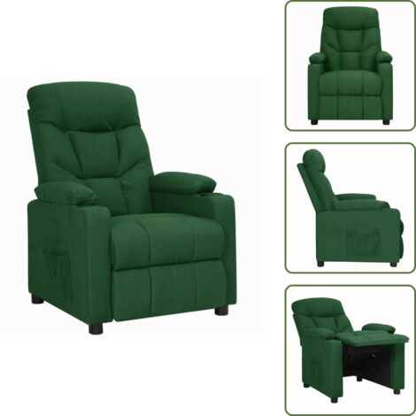 The Living Store Poltrona Reclinabile in Tessuto Verde Scuro - Seduta comoda