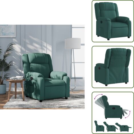 The Living Store Poltrona Reclinabile in Tessuto Verde Scuro - Seduta comoda