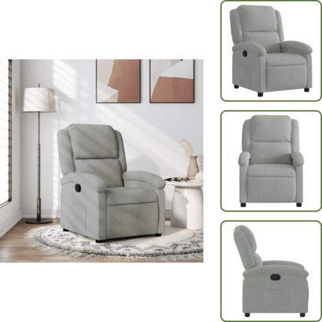 The Living Store Poltrona reclinabile in velluto grigio chiaro - Velluto
