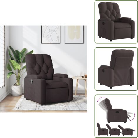 The Living Store Poltrona Reclinabile Marrone Scuro in Tessuto - Seduta comoda