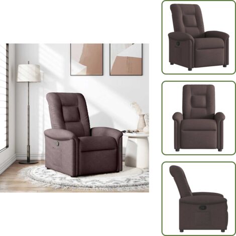 The Living Store Poltrona Reclinabile Marrone Scuro in Tessuto - Seduta comoda