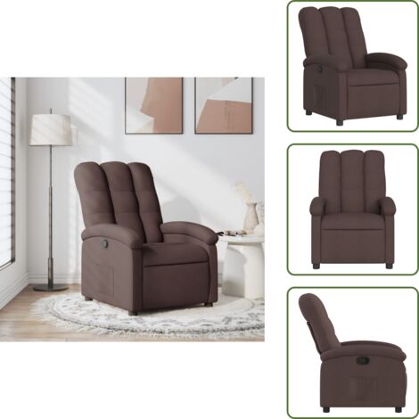 The Living Store Poltrona Reclinabile Marrone Scuro in Tessuto - Seduta comoda