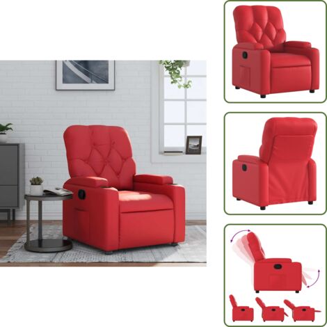 The Living Store Poltrona Reclinabile Rossa in Similpelle - Poltrona in similpelle