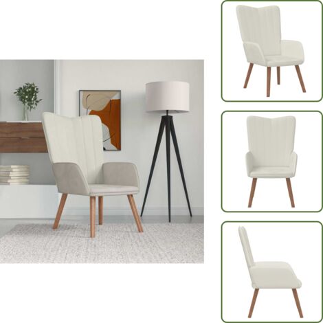 The Living Store Poltrona Relax Bianco Crema in Velluto - Poltrona in velluto